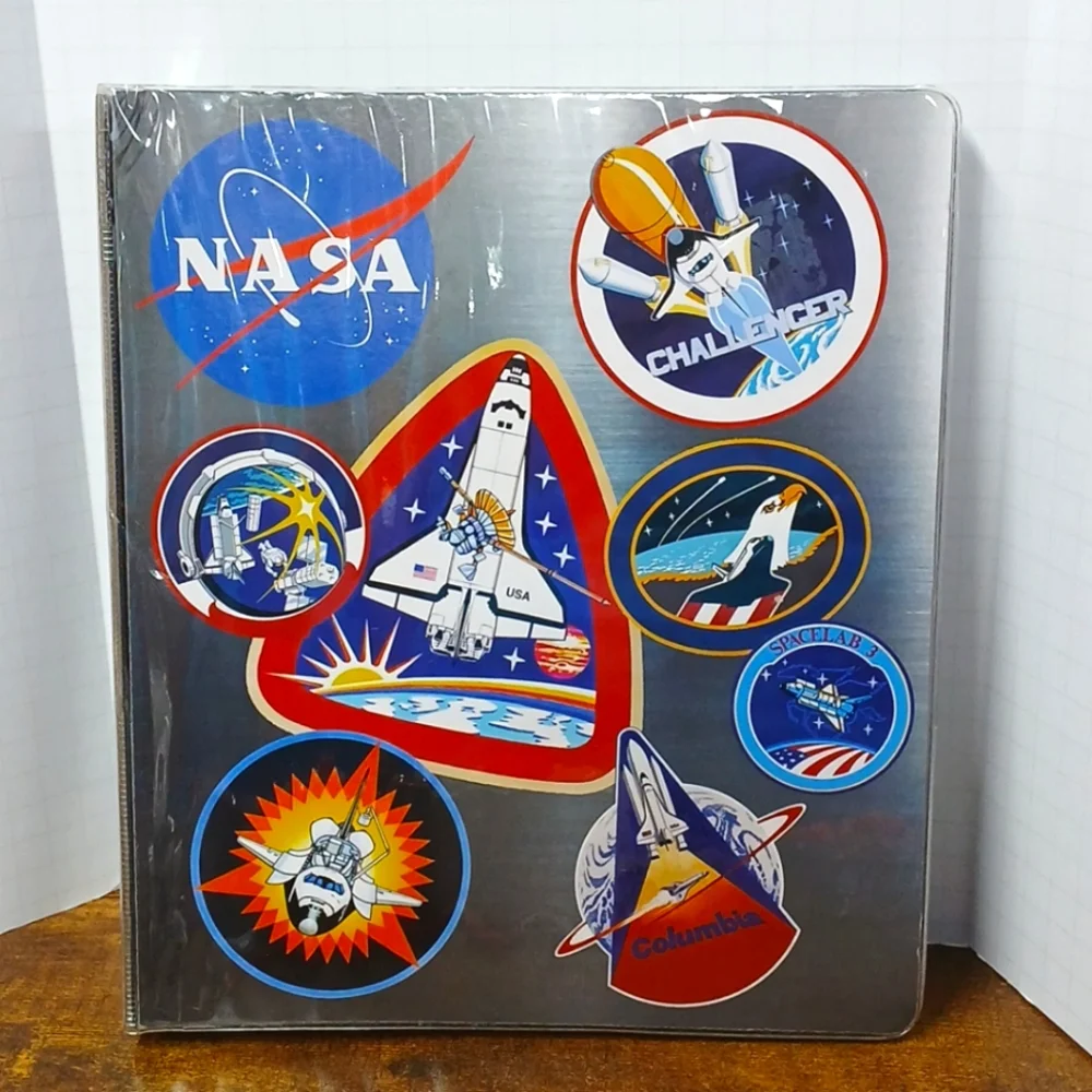 NASA 3 Ring Binder & Folder School Challenger Columbia Skylab 3 Apollo 16